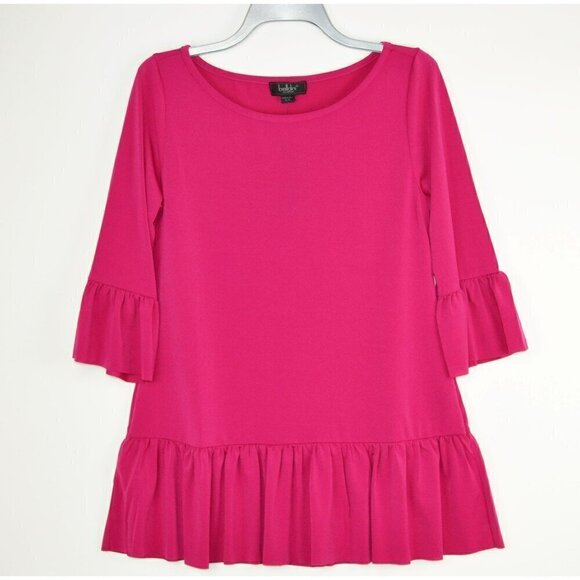 NWT Belldini Women's Ruffle Hem and Sleeves Tunic Top - Picture 2 of 5